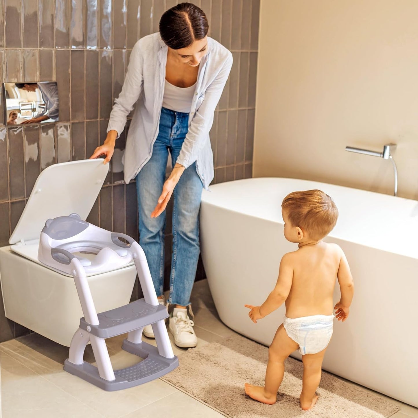 Enamel Grey 8898 New Sector-Shape Toddler Toilet Seat