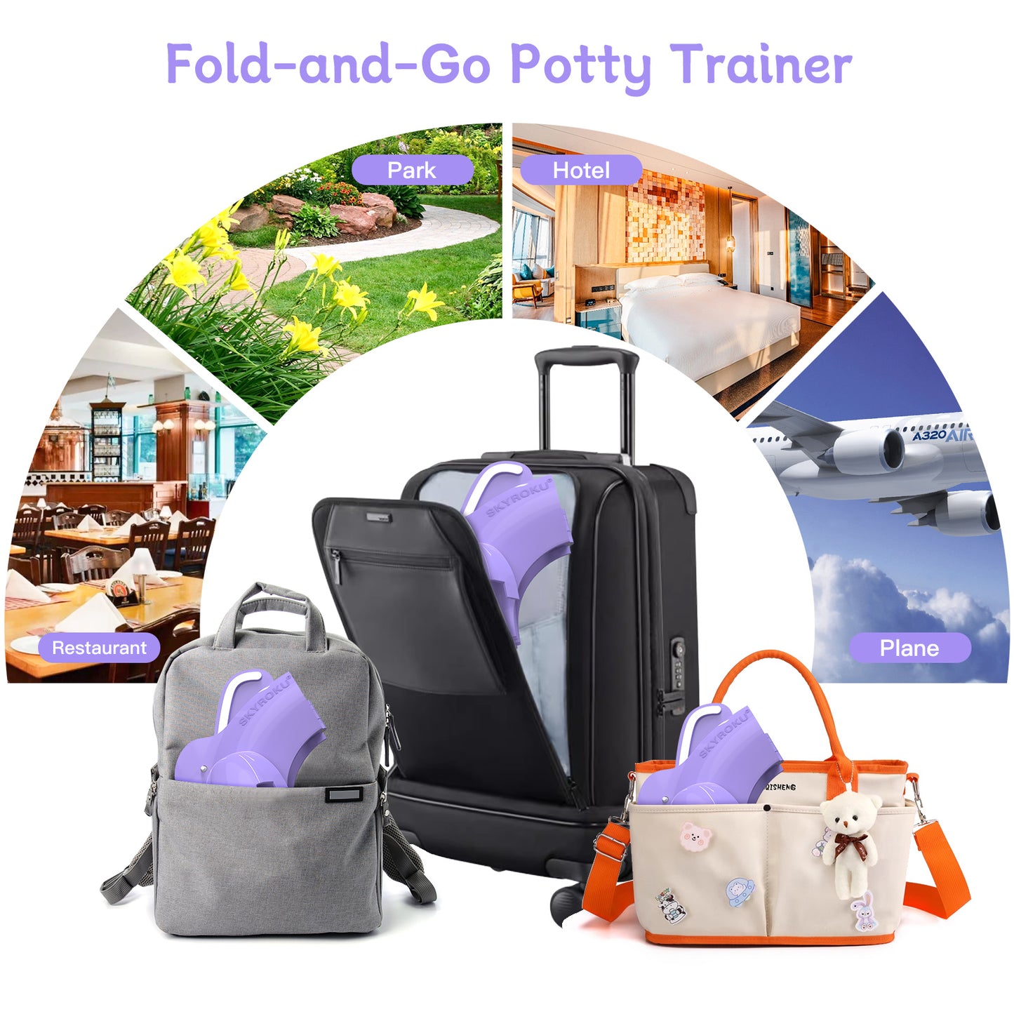 Foldable & Portable Travel Potty Seat - Purple