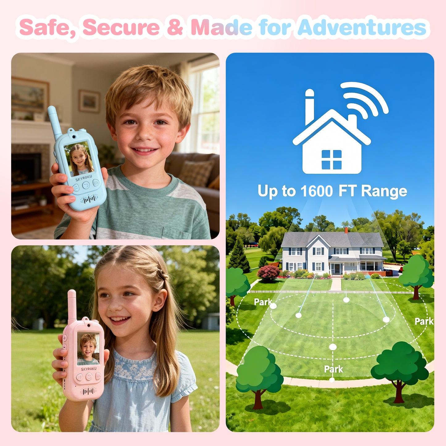 Video Walkie Talkies for Kids (Blue + Pink)