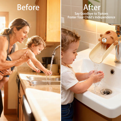 Skyroku Faucet Extender for Toddlers, Sink Extenders with Temperature Sensitive for Kids Hand Washing Sink Faucet Extension,Suitable for Bathroom Sink, Kitchen,Bathtub.(Brown) (Brown&Grey)