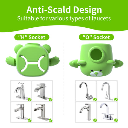 Faucet Extender for Toddlers with Temperature Sensor, Sink Extender for Kids Hand Washing, Fits Most Standard Bathroom Kitchen Faucets (Not for Pull-Out or Extra Wide), Cute Bear Design