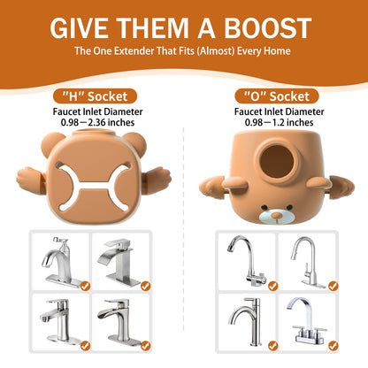 Skyroku Faucet Extender for Toddlers, Sink Extenders with Temperature Sensitive for Kids Hand Washing Sink Faucet Extension,Suitable for Bathroom Sink, Kitchen,Bathtub.(Brown) (Brown&Grey)