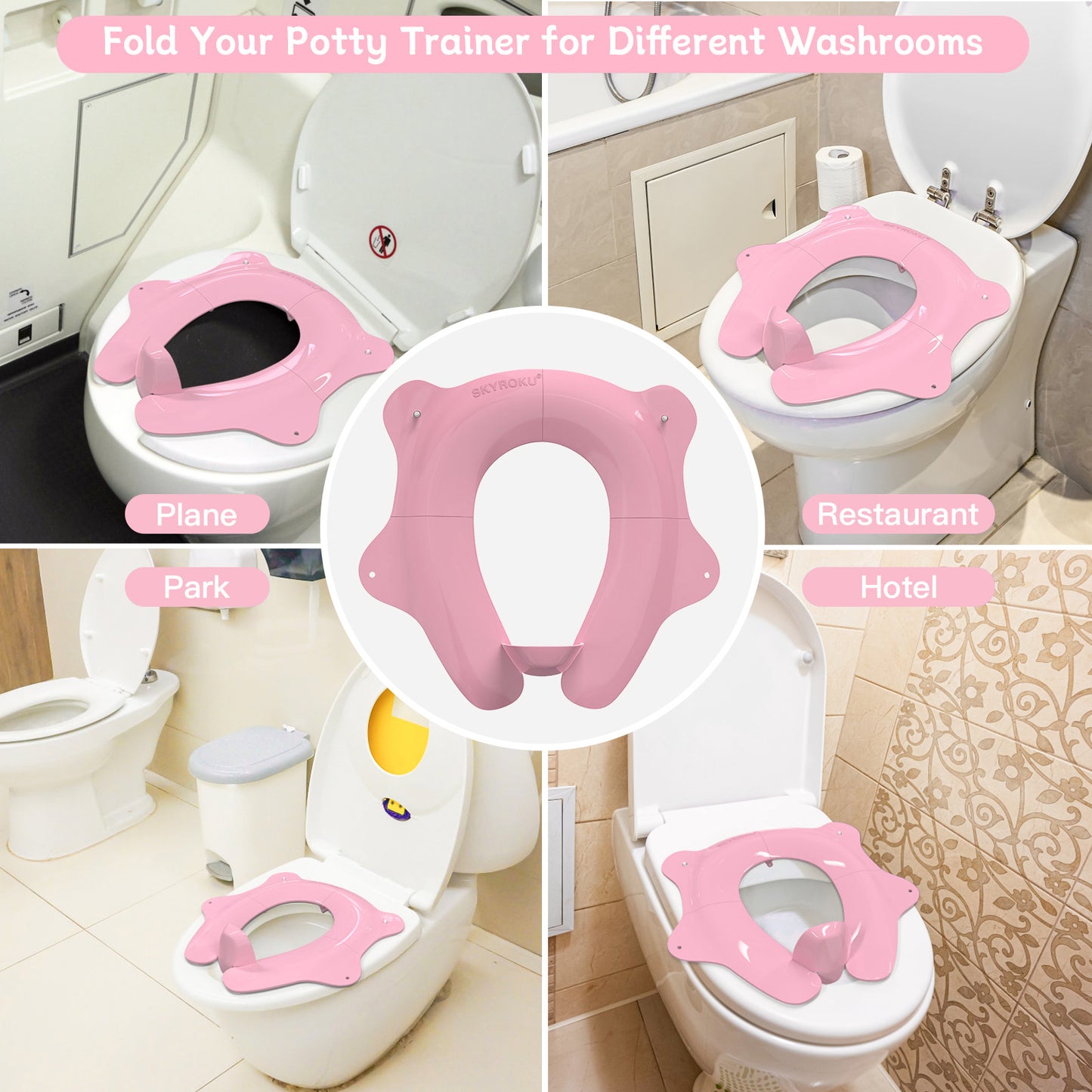 Foldable & Portable Travel Potty Seat - Pink