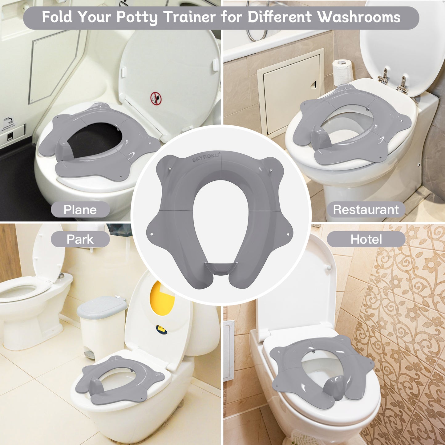 Foldable & Portable Travel Potty Seat - Gray