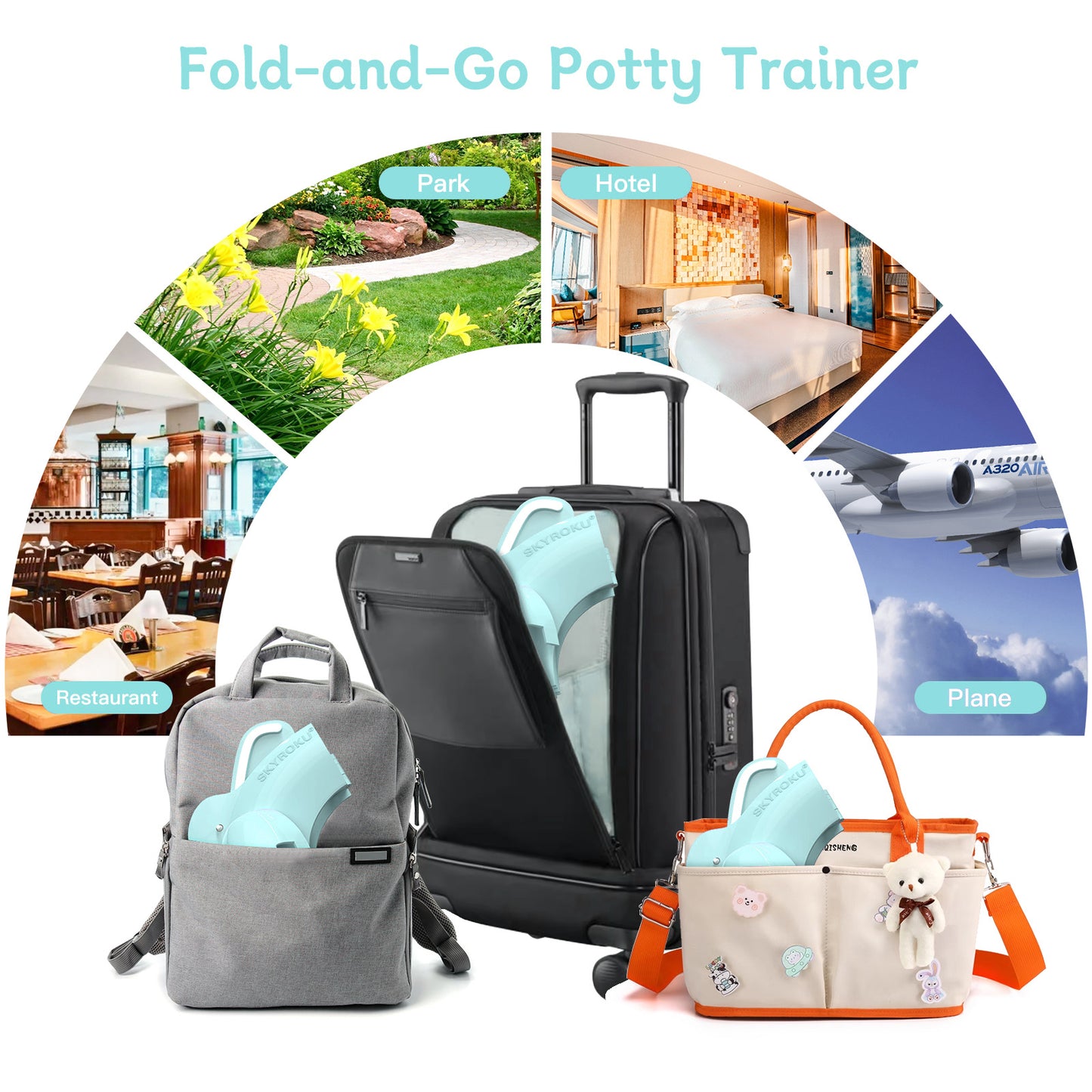 Foldable & Portable Travel Potty Seat - Blue