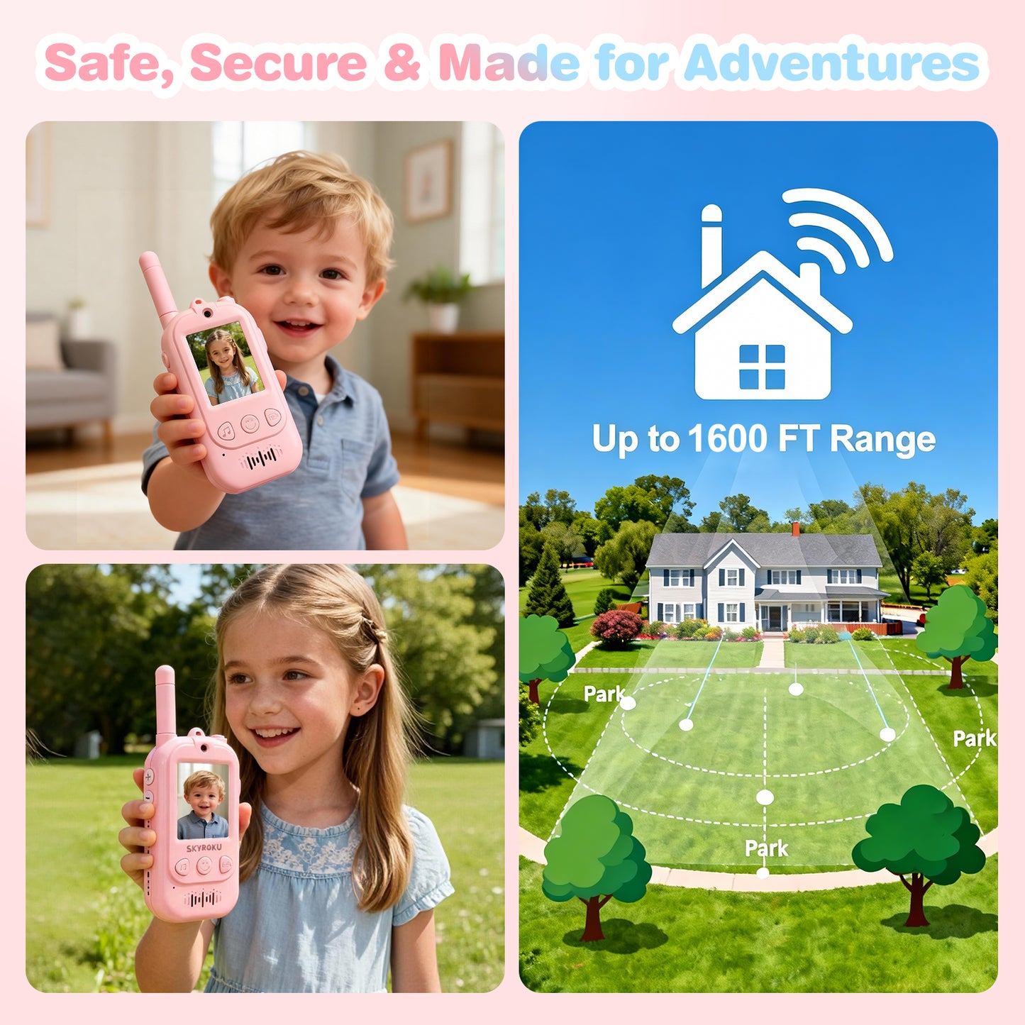 Video Walkie Talkies for Kids (Pink + Pink)