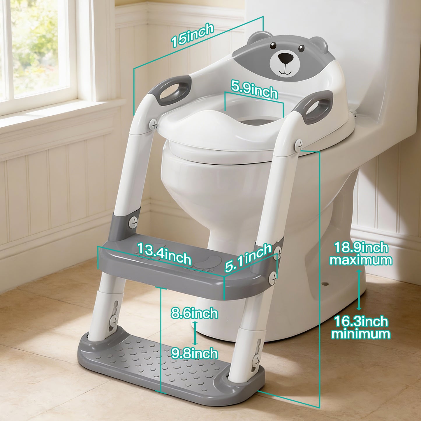 Grey 8839 Potty Training Seat Double Pedal Ladder