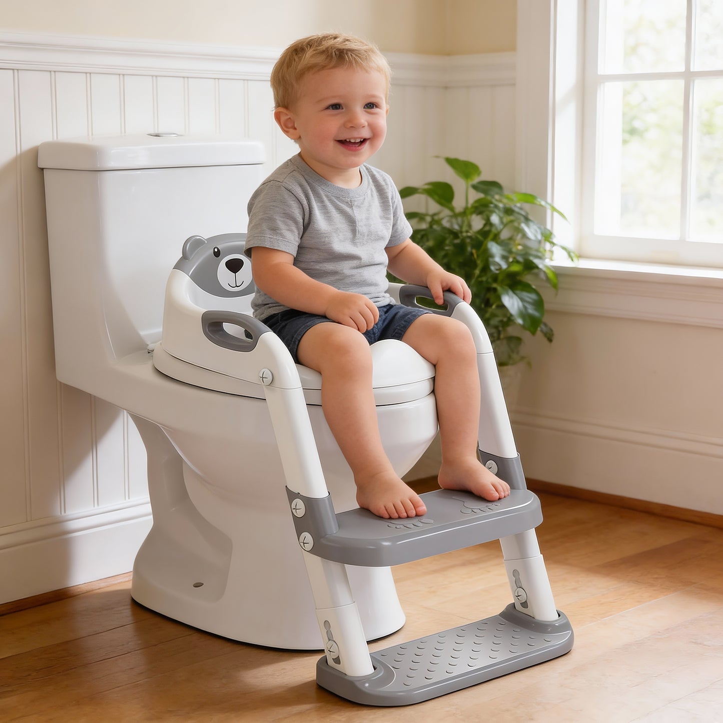 Grey 8839 Potty Training Seat Double Pedal Ladder