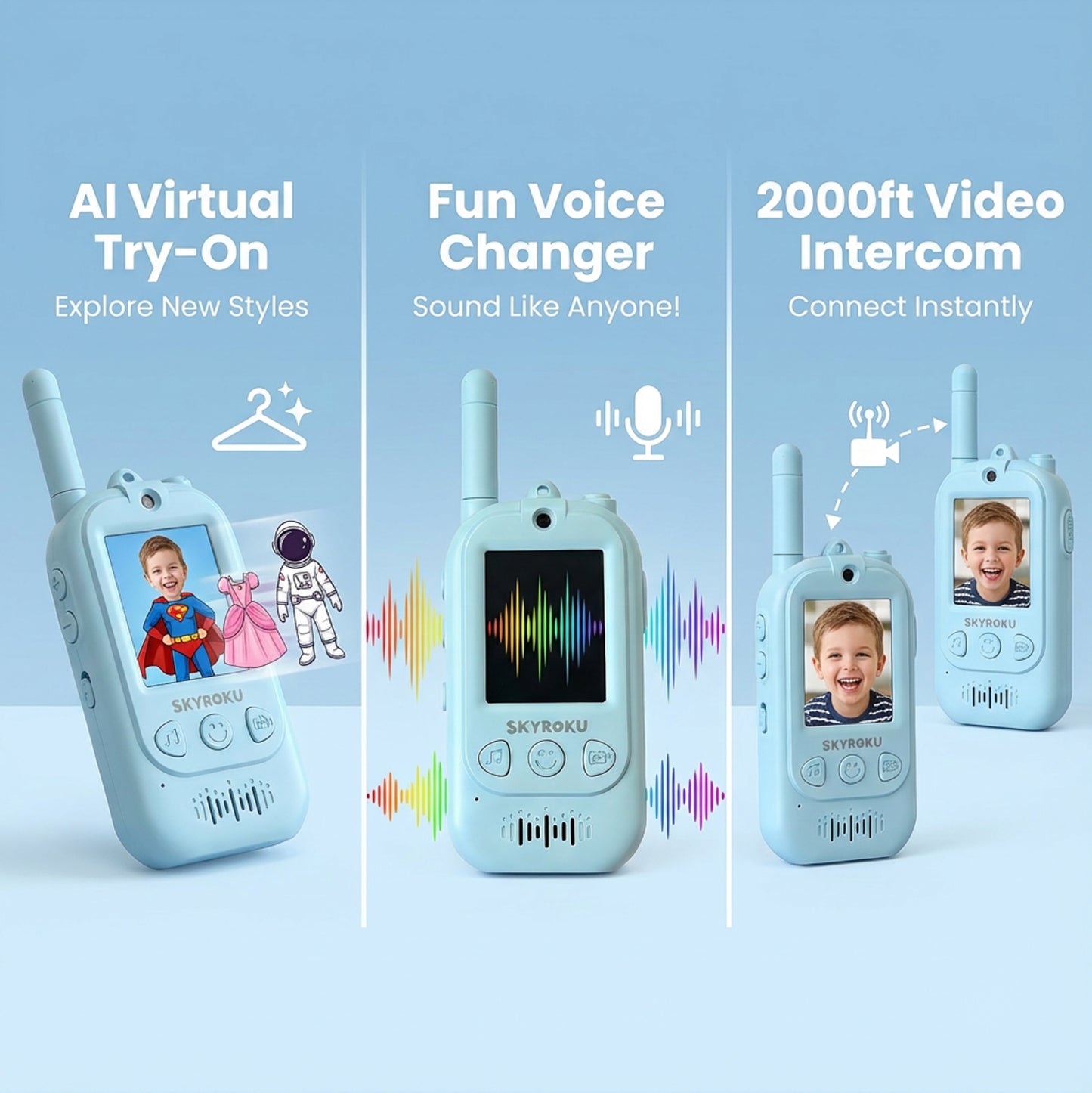 Video Walkie Talkies for Kids (Blue + Blue)