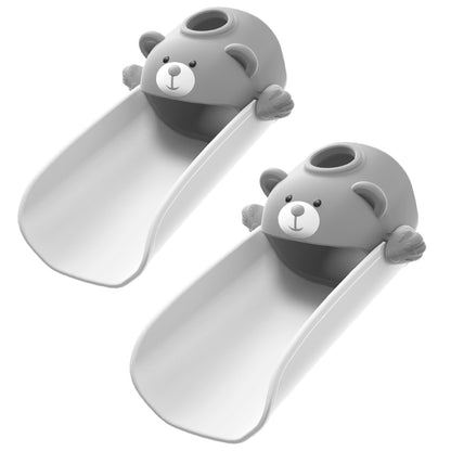 Skyroku 2 Pack Faucet Extender for Toddlers, Sink Extenders with Temperature Sensitive for Kids Hand Washing Sink Faucet Extension,Suitable for Bathroom Sink, Kitchen,Bathtub (Double Grey)