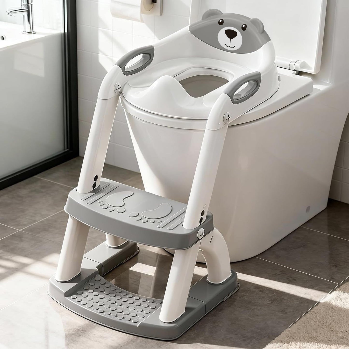 Grey 8839 Potty Training Seat Double Pedal Ladder