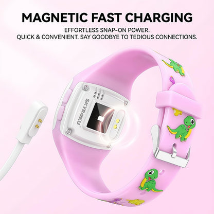 SKYROKU Potty Watch for Toddler Girls – Magnetic Charging, 5 Timing Modes, Ultra-Long Standby, Cute Dinosaur Pattern, Music & Flash Reminders, Silicone Strap, Large Dial for Easy Use