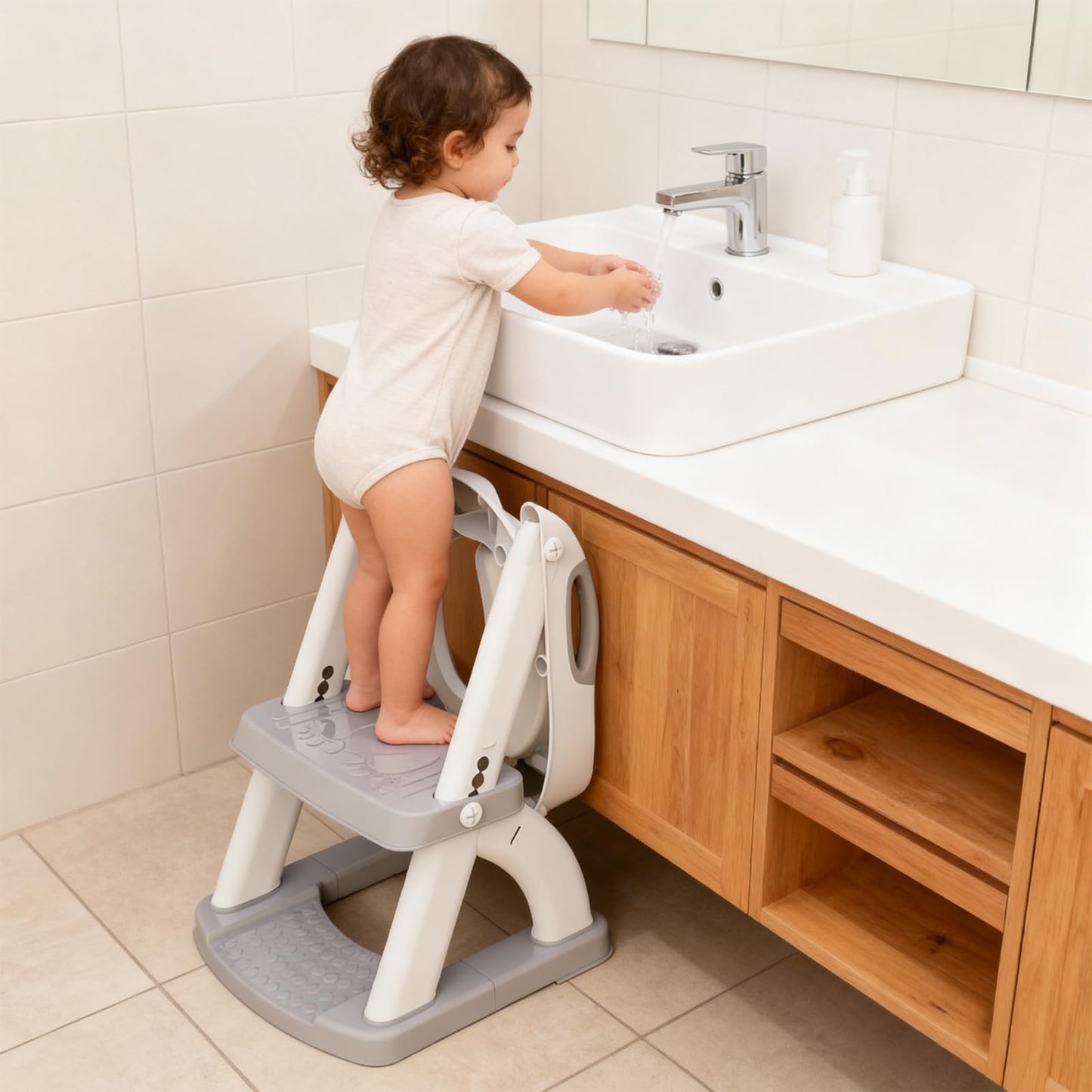 Grey 8839 Potty Training Seat Double Pedal Ladder