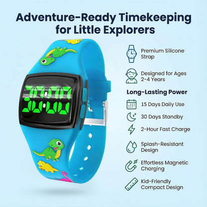 SKYROKU Toddler Potty Training Watch – Magnetic Charging, 5 Timing Modes, Ultra-Long Standby, Cute Dinosaur Design, Music & Flash Reminders, Silicone Strap, Large Dial for Easy Use