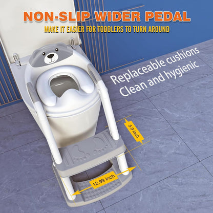 Grey 8839 Potty Training Seat Double Pedal Ladder