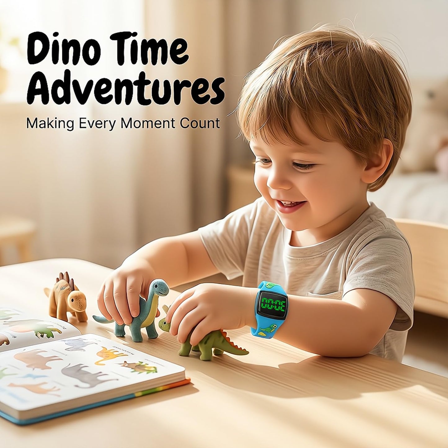 SKYROKU Toddler Potty Training Watch – Magnetic Charging, 5 Timing Modes, Ultra-Long Standby, Cute Dinosaur Design, Music & Flash Reminders, Silicone Strap, Large Dial for Easy Use