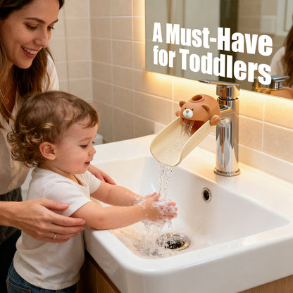 Skyroku Faucet Extender for Toddlers, Sink Extenders with Temperature Sensitive for Kids Hand Washing Sink Faucet Extension,Suitable for Bathroom Sink, Kitchen,Bathtub.(Brown) (Brown&Grey)