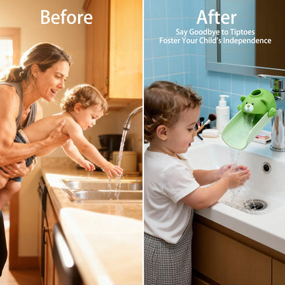 Faucet Extender for Toddlers with Temperature Sensor, Sink Extender for Kids Hand Washing, Fits Most Standard Bathroom Kitchen Faucets (Not for Pull-Out or Extra Wide), Cute Bear Design