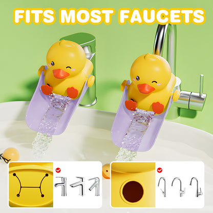 Skyroku Duck-Tastic Faucet Extender for Toddlers – Adjust to Kick (See Video) – Splash-Proof Sink Extender for Front-Facing Faucets Only – BPA-Free for Bathroom