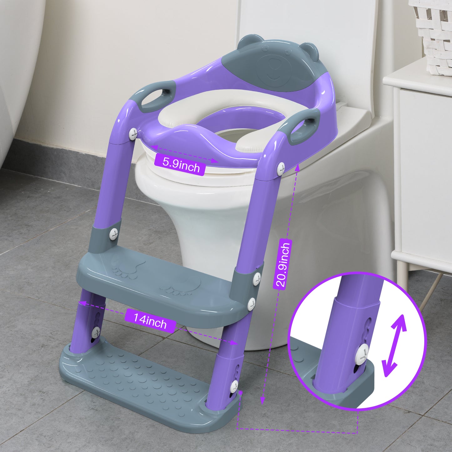 Purple Potty Training Seat Double Pedal Ladder