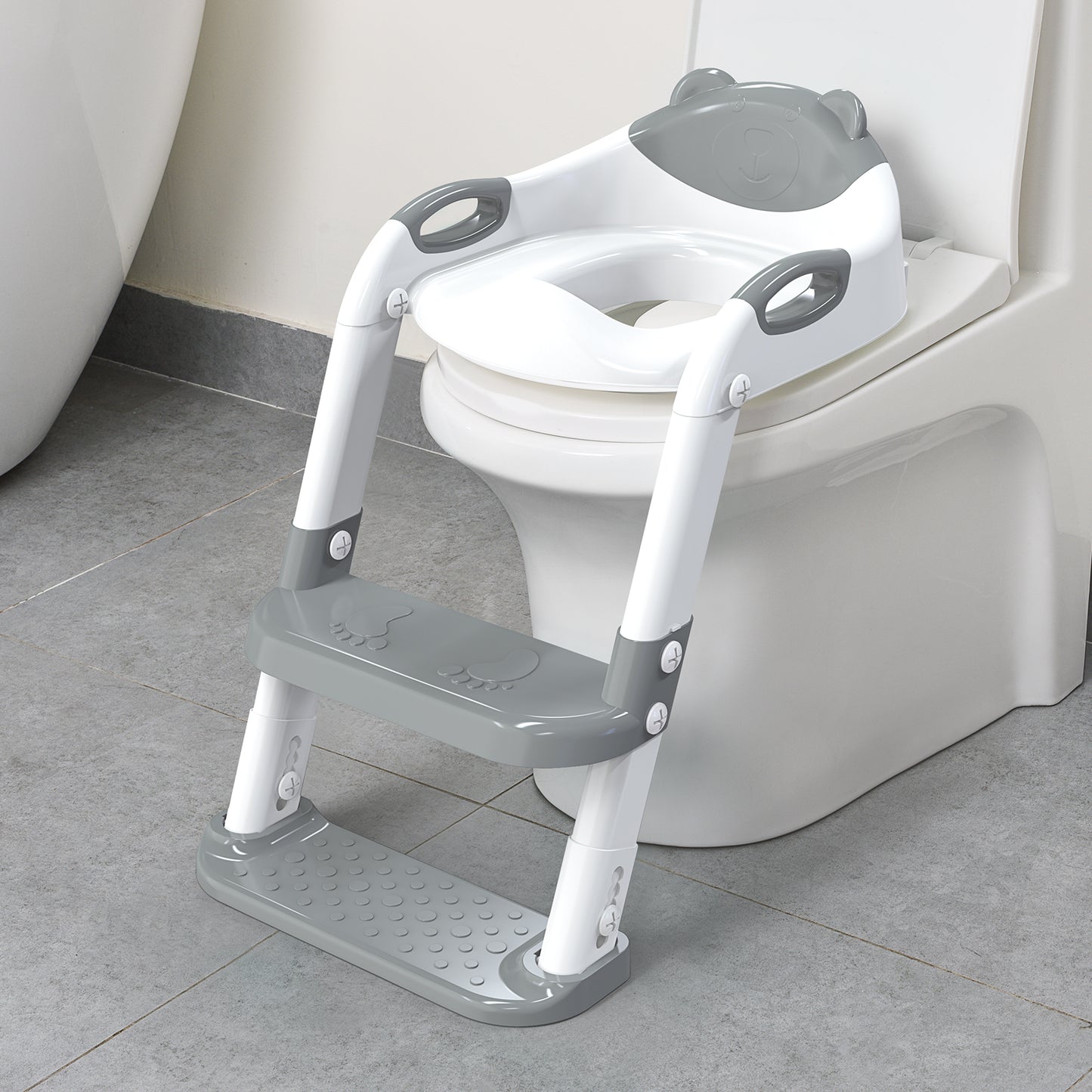 Grey Potty Training Seat Double Pedal Ladder