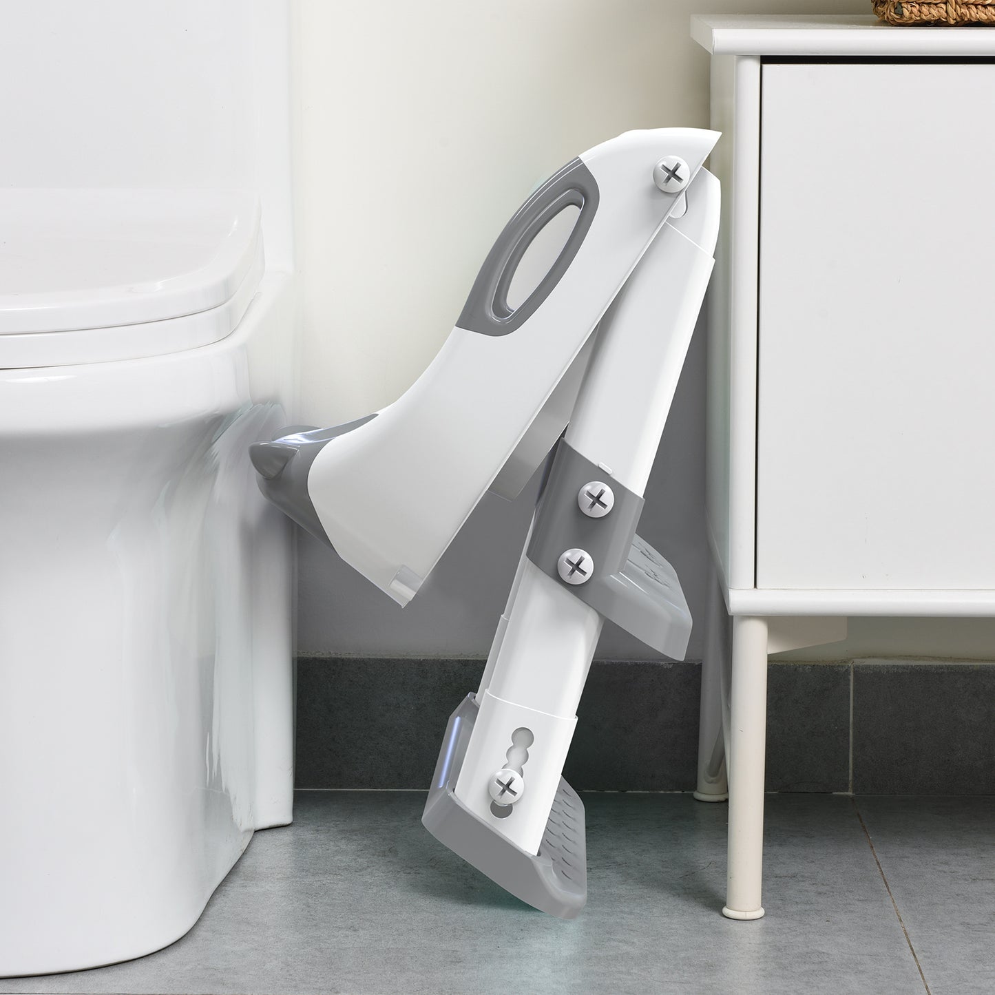 Grey Potty Training Seat Double Pedal Ladder