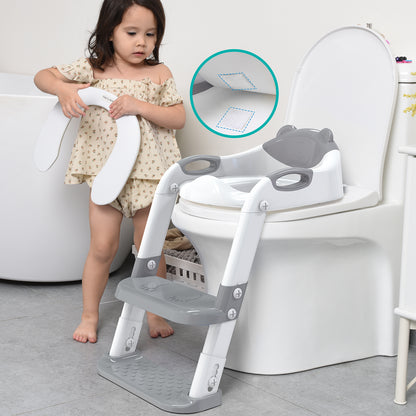 Grey Potty Training Seat Double Pedal Ladder